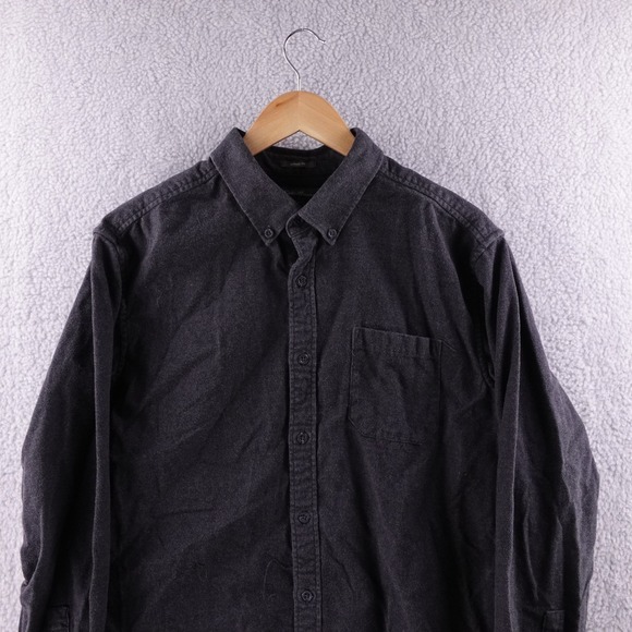 Eddie Bauer Classic Fit Flannel Shirt Mens Large Dark Gray Long Sleeve Button Up - Picture 1 of 7